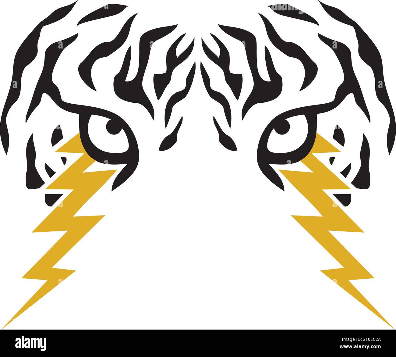 Tiger Eyes with Lightning Bolts Color. Vector Illustration. Stock Vector