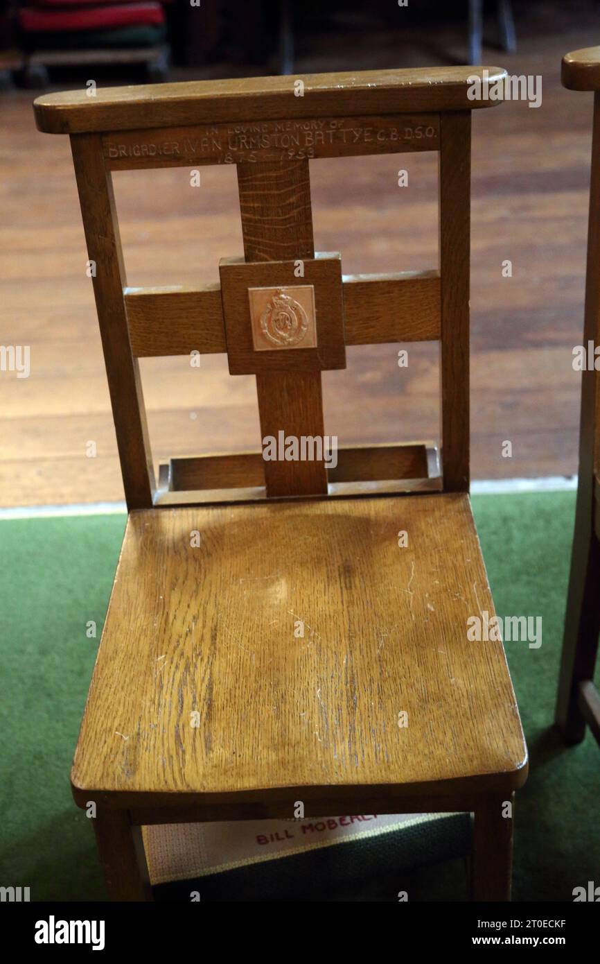 Wooden Chair in St Luke's Church Sydney Street Chelsea London England Stock Photo