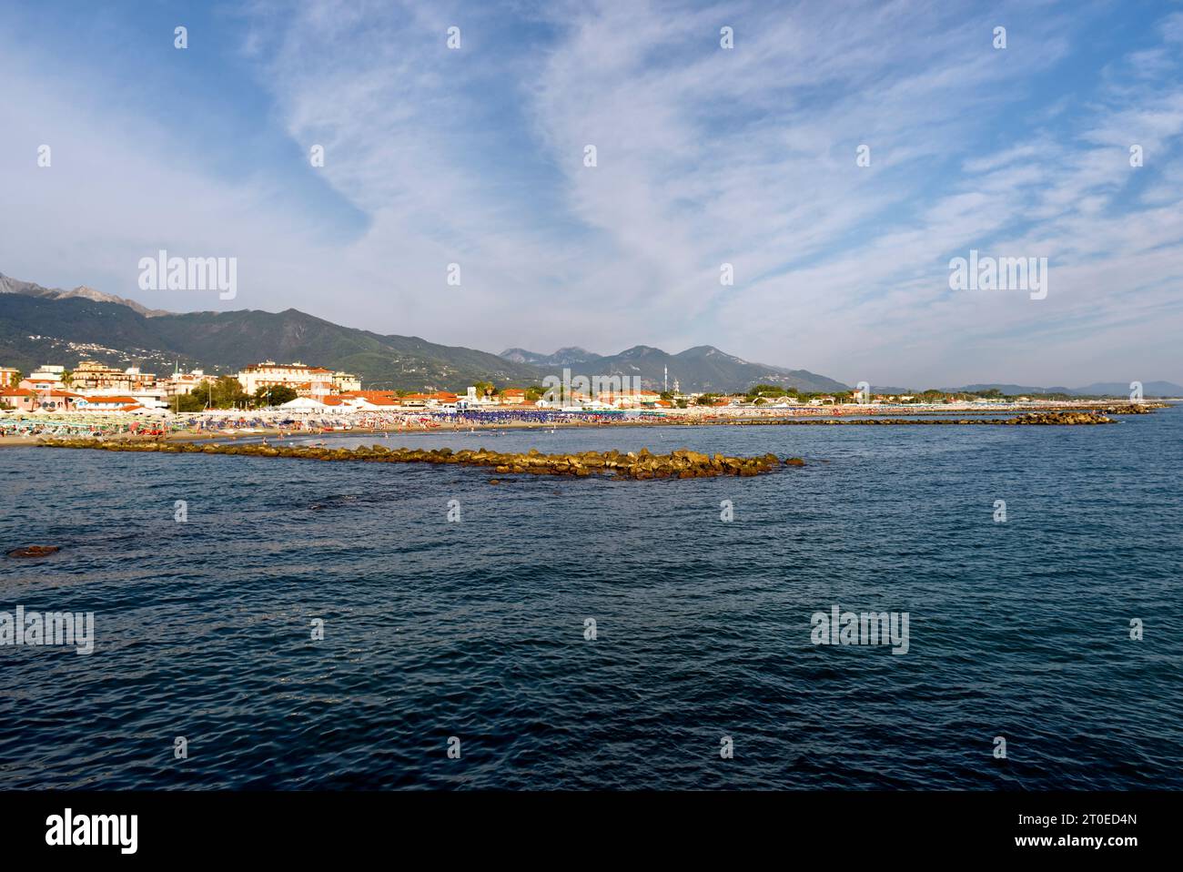 Marina di Massa, Tuscany, Italy: overview of the beach Stock Photo
