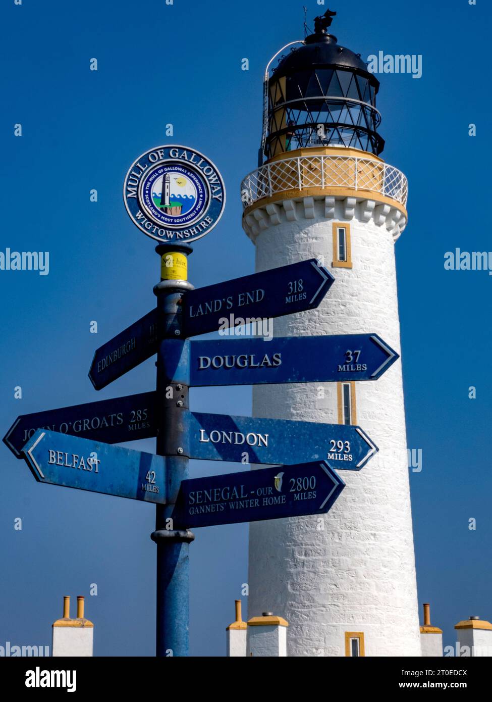 Lighthouse on the Mull of Galloway, the most southerly point in Scotland Stock Photo