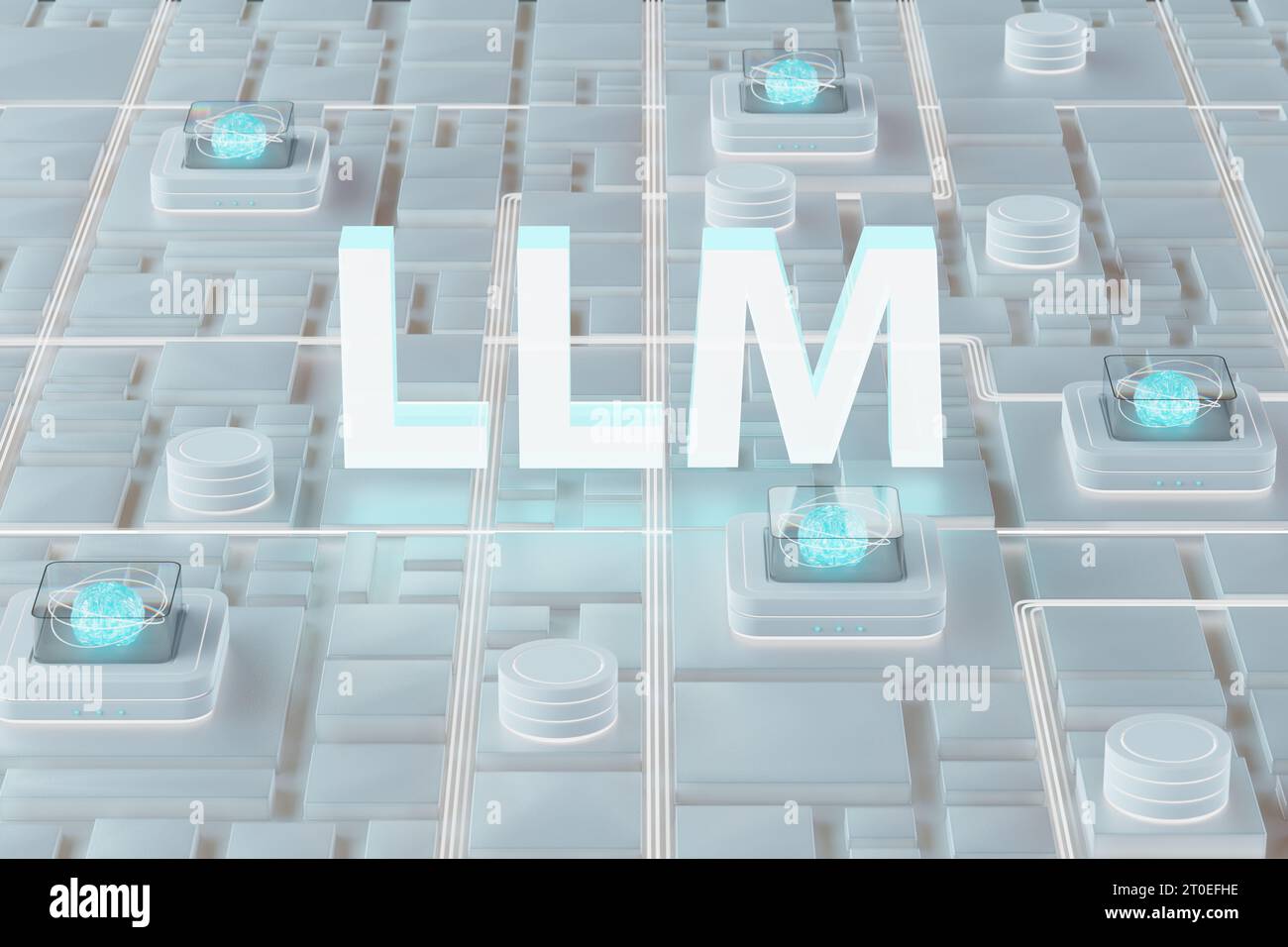 Large Language Model LLM concept. Rendering of a 3d text with neural ... image.