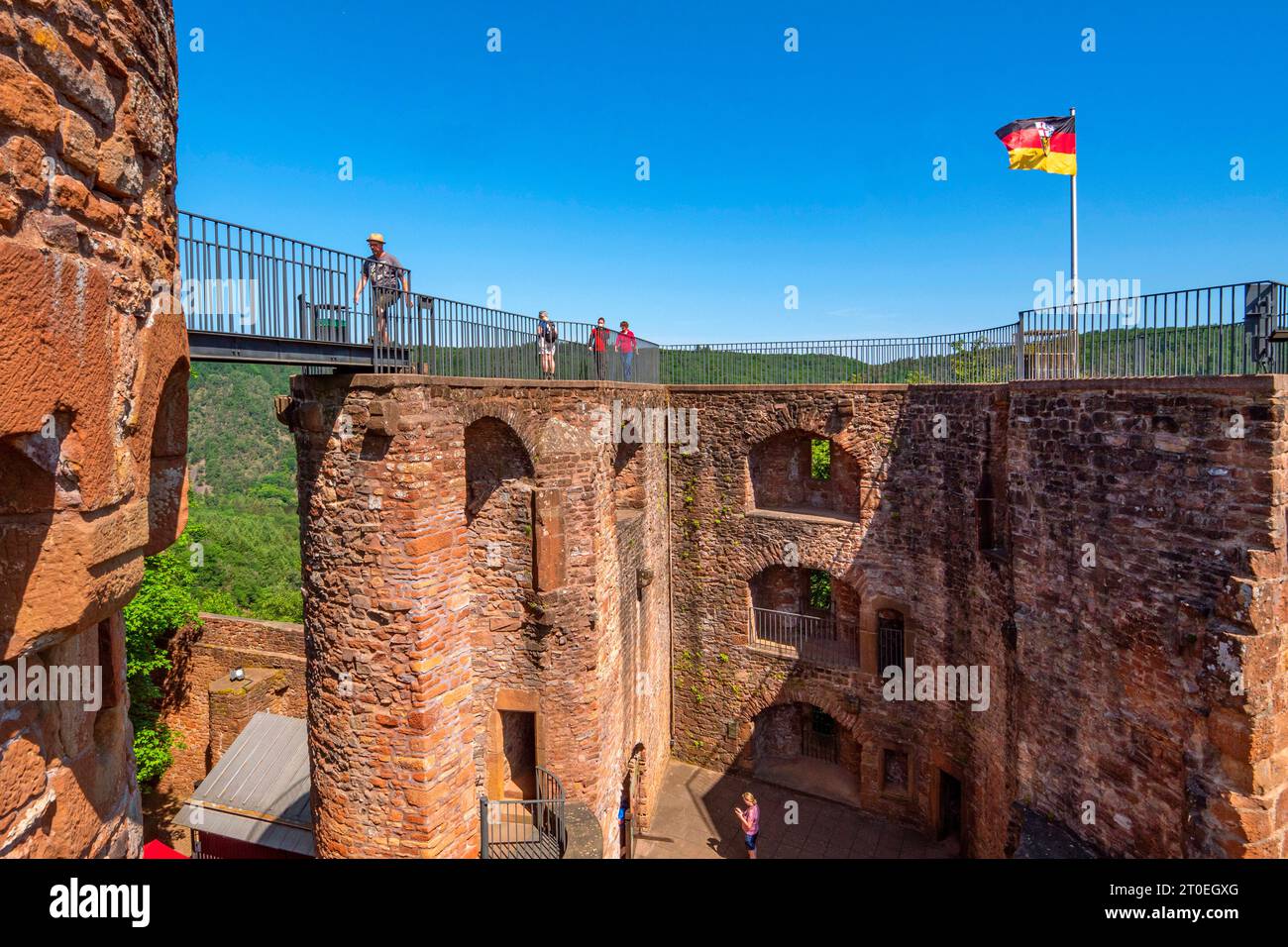 Montclair Castle Ruin, Saar Loop Hiking Trail, Saar-Hunsrück Dream Loops, Mettlach, Saar, Saar Valley, Saar-Hunsrück Nature Park, Saarland, Germany Stock Photo