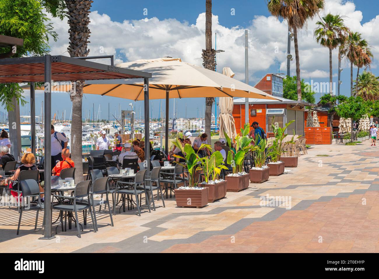 Promenade at the marina of Alghero, province of Sassari, Sardinia, Italy Stock Photo