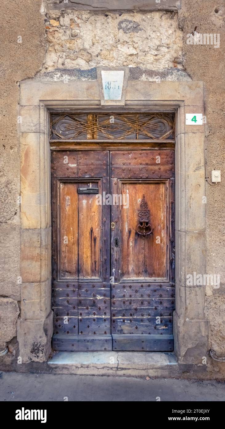 Front door in Fabrezan. Built in the XIX century. Stock Photo