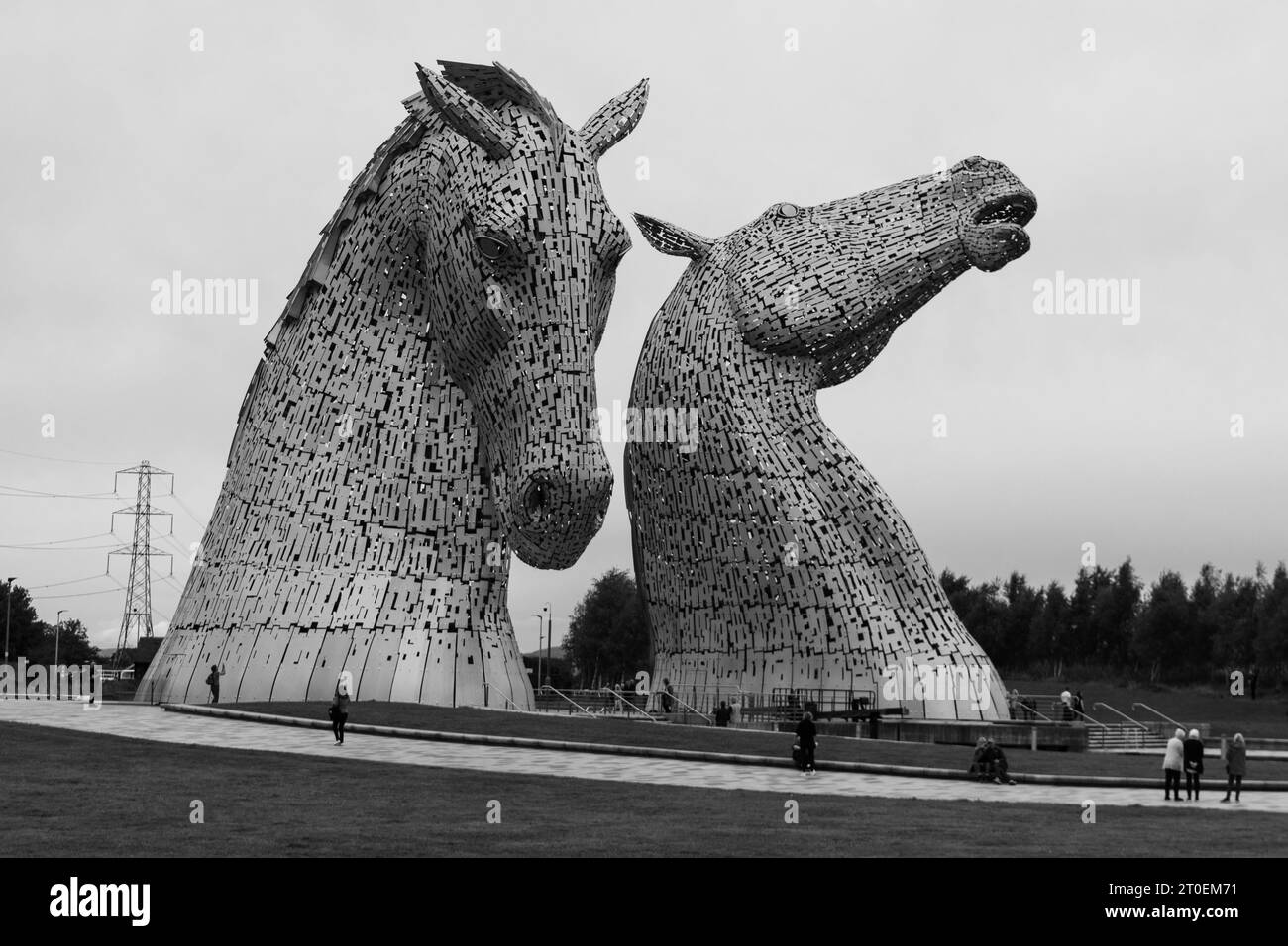 The Kelpies - an Equine Sculpture by the artist Andy Scott on the Forth & Clyde Canal in Falkirk Scotland, UK. Stock Photo