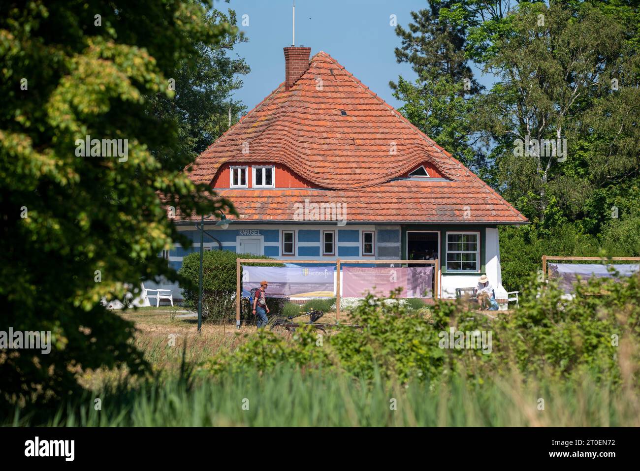 Asta Nielsen House, summer home of the silent film diva, houses wedding room and exhibition about Max Taut and Asta Nielsen, Vitte, Mecklenburg-Western Pomerania, Germany Stock Photo
