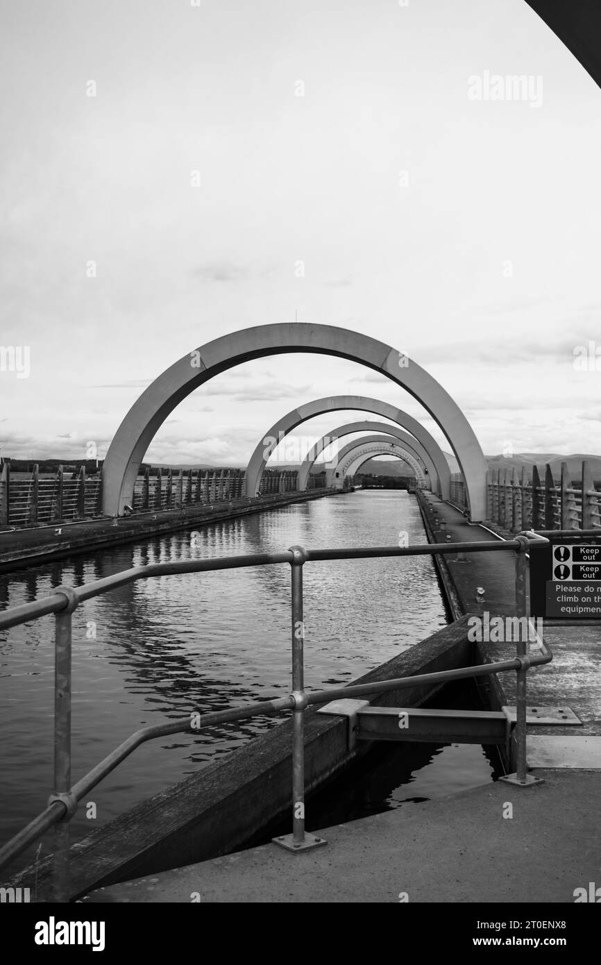 The Falkirk Wheel in Scotland, the world's only rotating canal boat