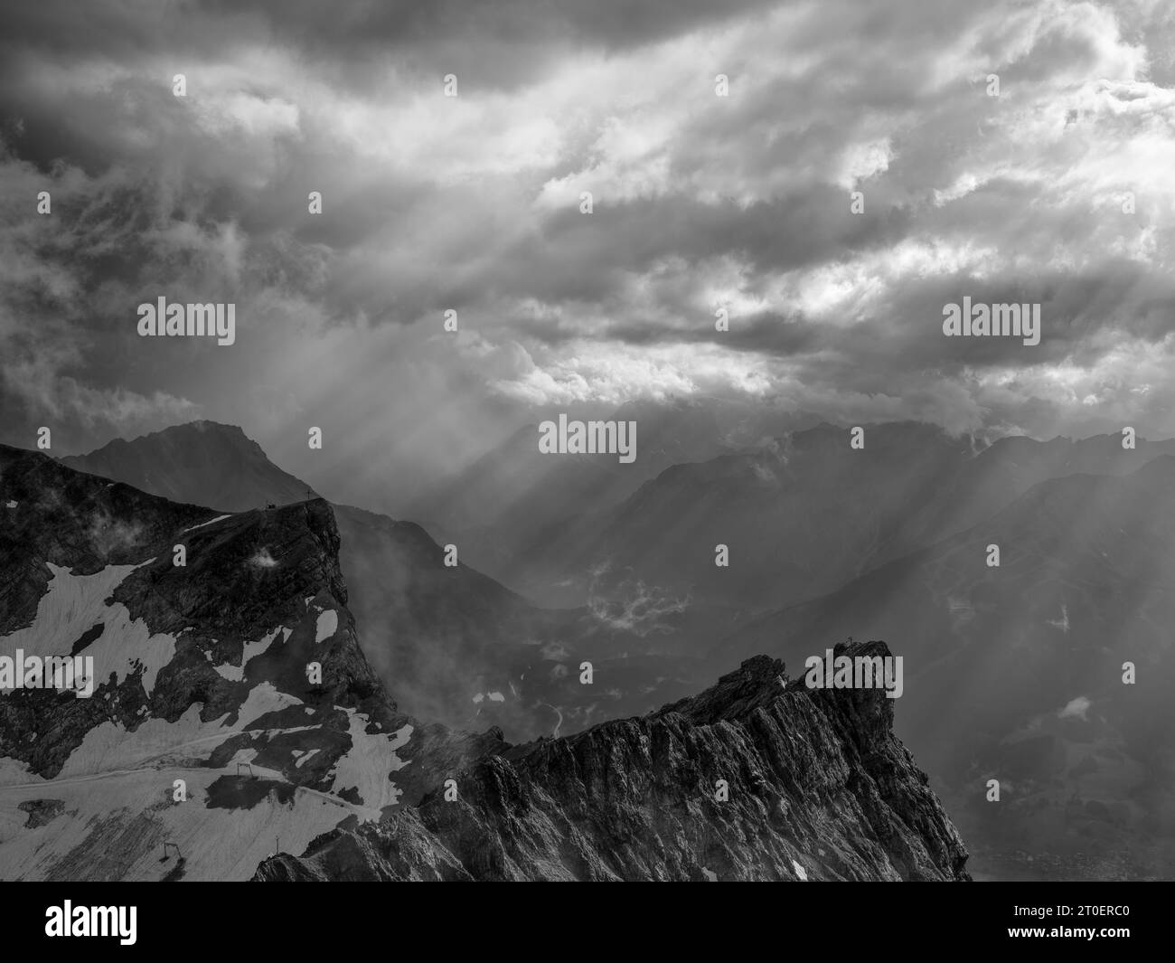 Summer evening on the Zugspitze Stock Photo