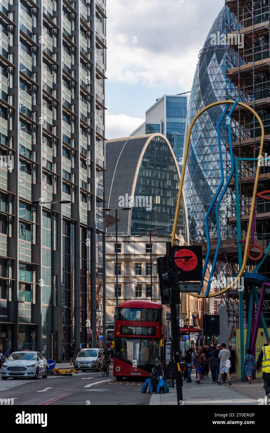 London, UK - August 25, 2023: View of modern office buildings in the City of London near Liverpool Street. Bishopsgate Court Stock Photo