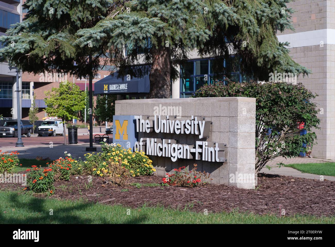 Sign for the university of michigan flint in flint michigan usa stock