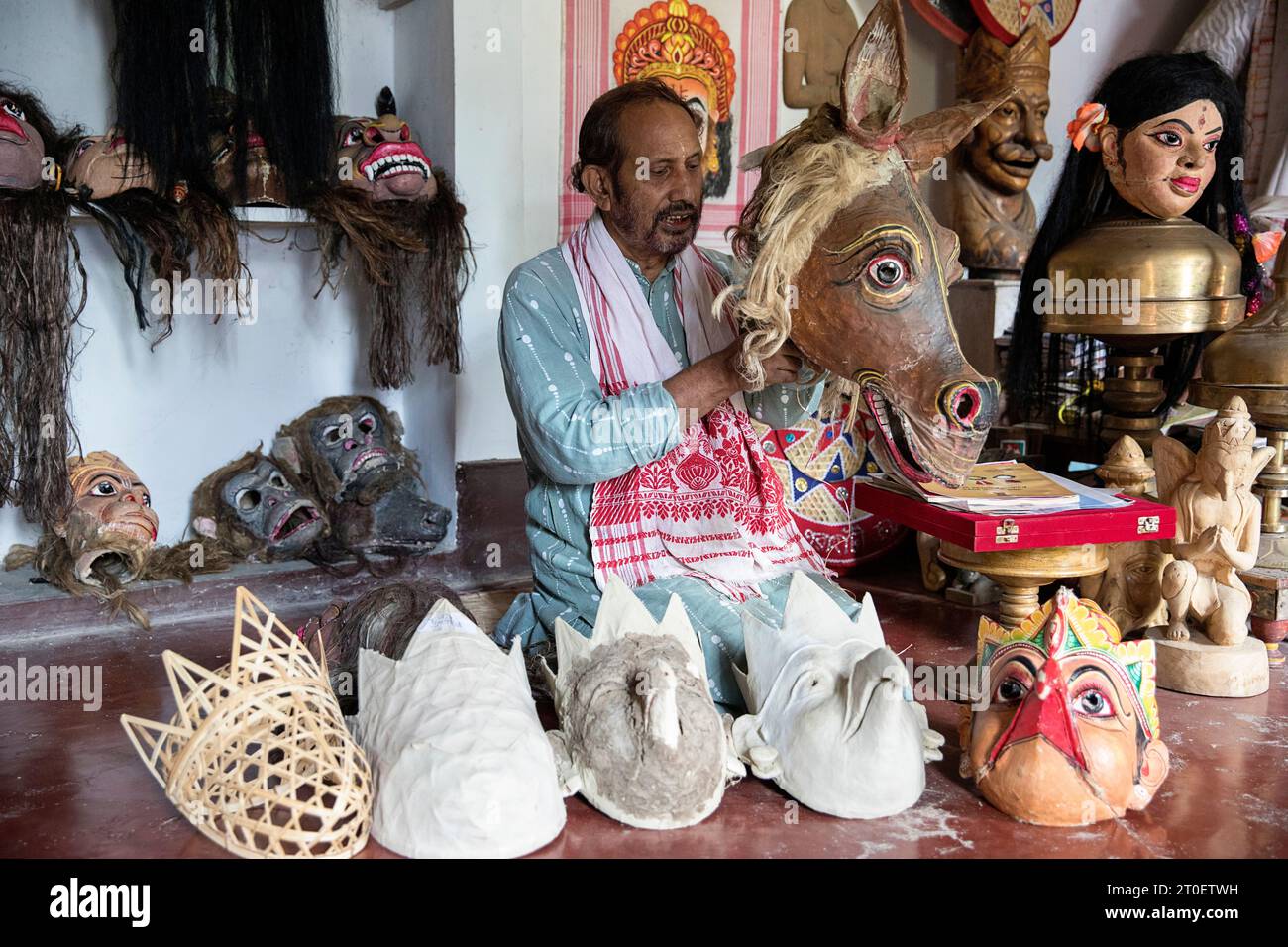 A mask maker Hem Chandra Goswami, world famous mask maker from Majuli