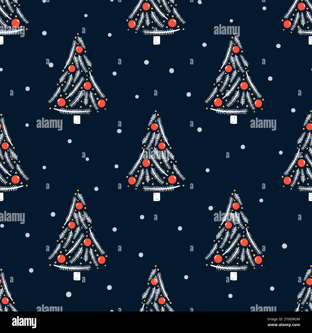 Christmas seamless pattern. Doodle christmas trees vector background. Wrapping paper design. Stock Vector