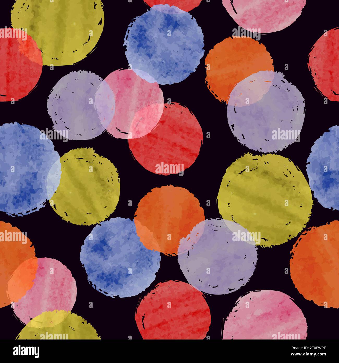 Seamless colorful circles pattern. Abstract vector watercolor bubbles background. Stock Vector