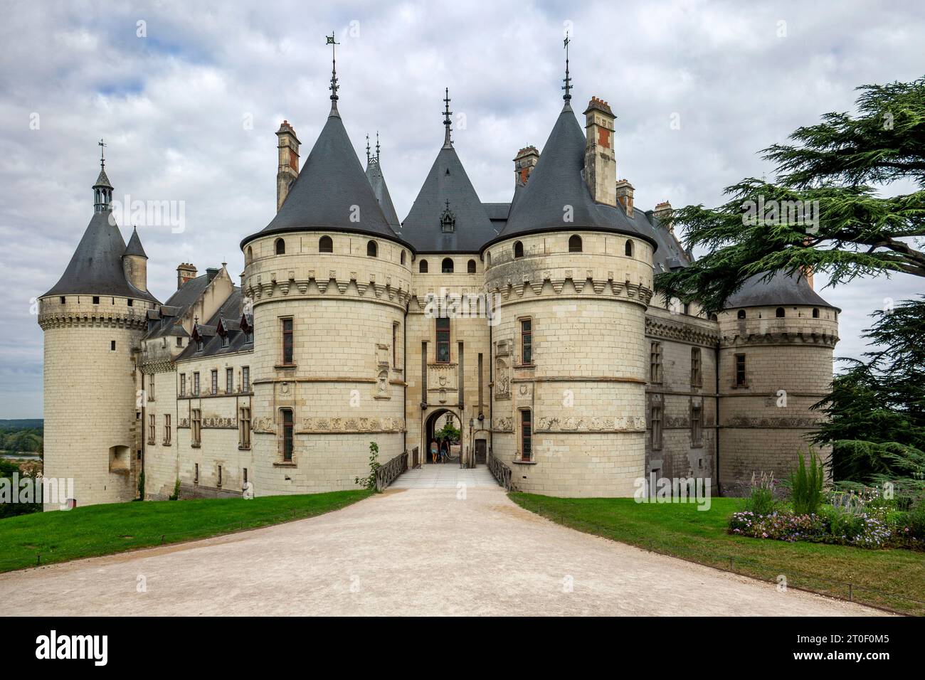 Chaumont Castle is located southwest of the city of Blois on a steep slope overlooking the commune of Chaumont-sur-Loire on the banks of the Loire River. Stock Photo
