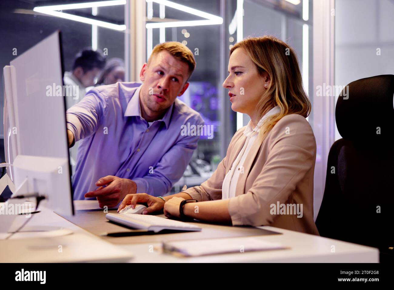 Analyst Working With Spreadsheet Business Data On Computer Stock Photo