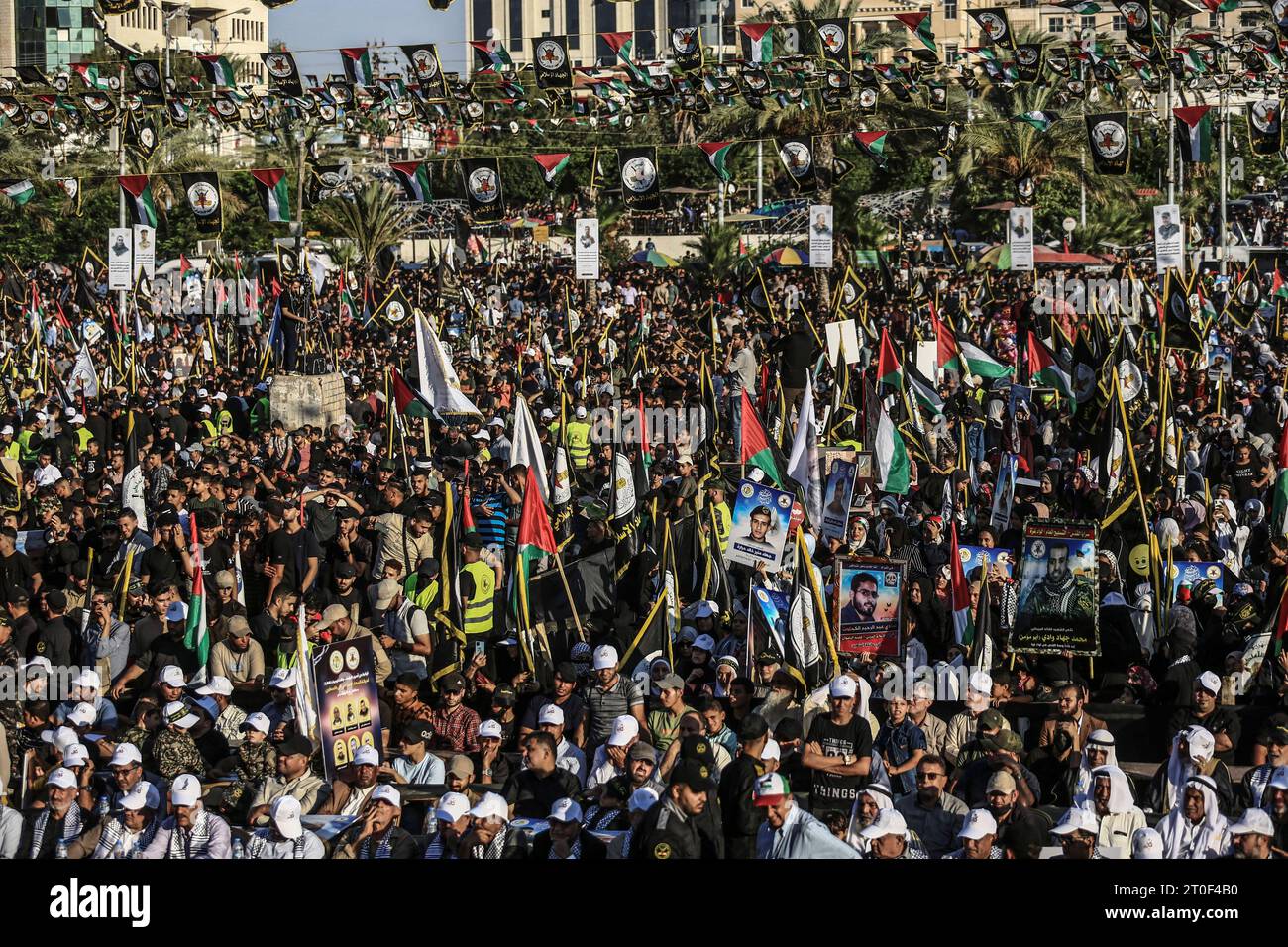 Al-Quds Brigades mark 36th foundation anniversary of PIJ movement Palestinian Islamic Jihad supporters participate in an anti-Israel rally marking the 36th anniversary of the movement s foundation in Gaza City, October 6, 2023. The Gaza Strip Palestine Copyright: xMahmoudxIssax 5T0A1470 Credit: Imago/Alamy Live News Stock Photo