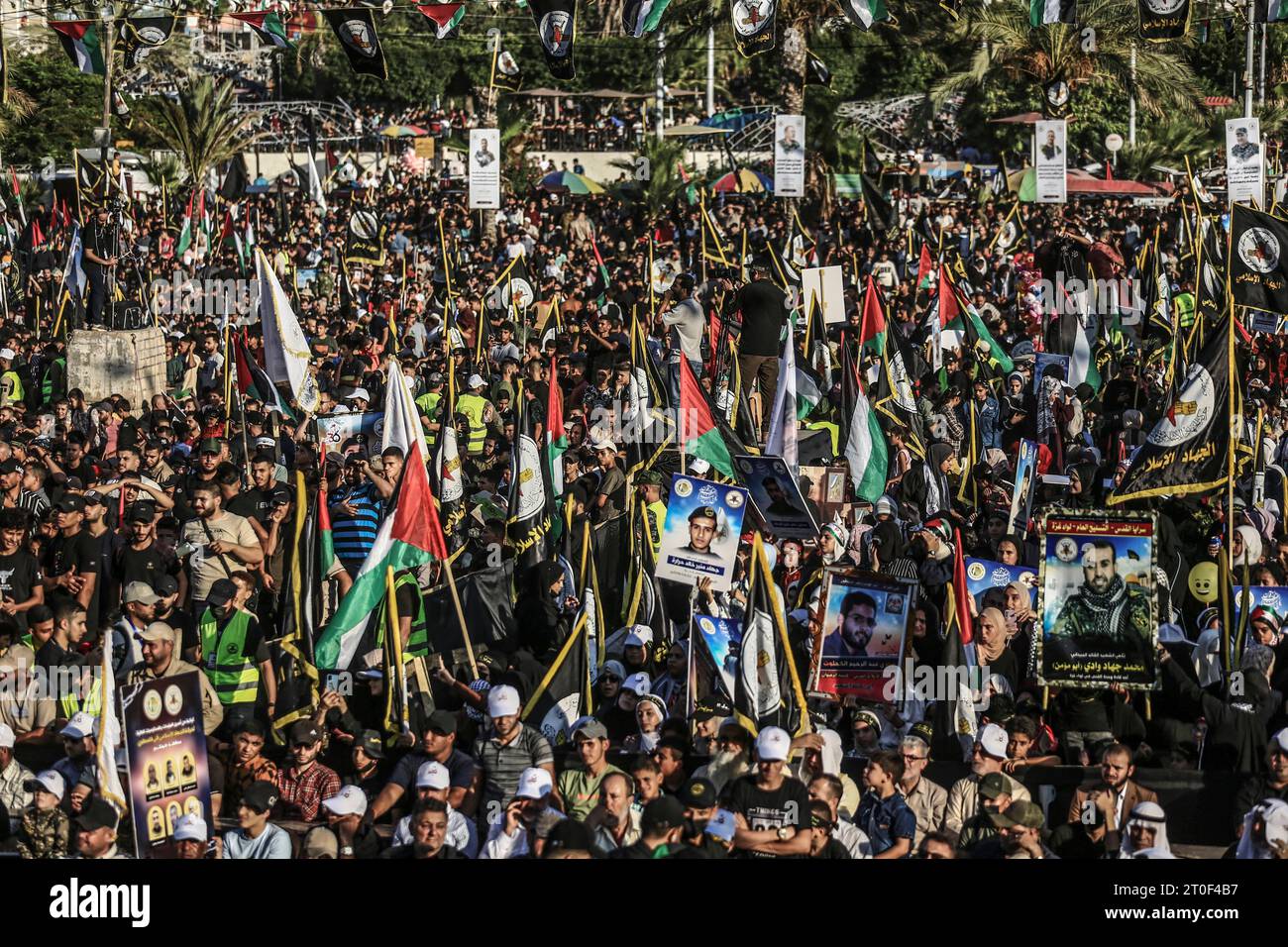 Al-Quds Brigades mark 36th foundation anniversary of PIJ movement Palestinian Islamic Jihad supporters participate in an anti-Israel rally marking the 36th anniversary of the movement s foundation in Gaza City, October 6, 2023. The Gaza Strip Palestine Copyright: xMahmoudxIssax 5T0A1478 Credit: Imago/Alamy Live News Stock Photo