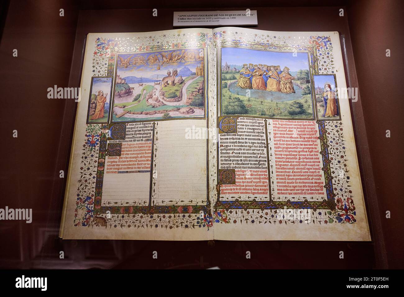 Polychrome codex inside the Yuso monastery, San Millan de la Cogolla, La Rioja, Spain Stock Photo