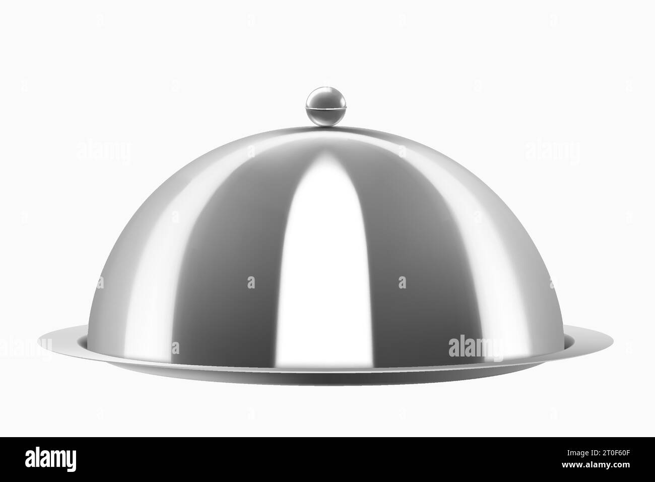 Metal food cloche isolated on white background. Stainless Steel Cloche