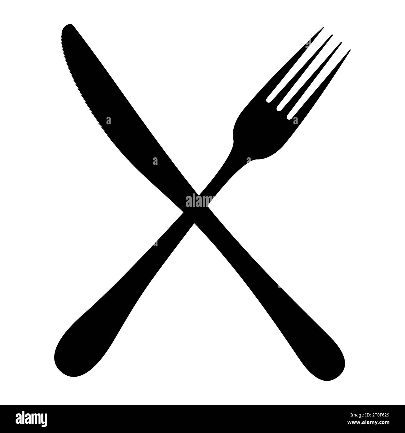 Crossed fork over knife. Cutlery icon isolated on white background