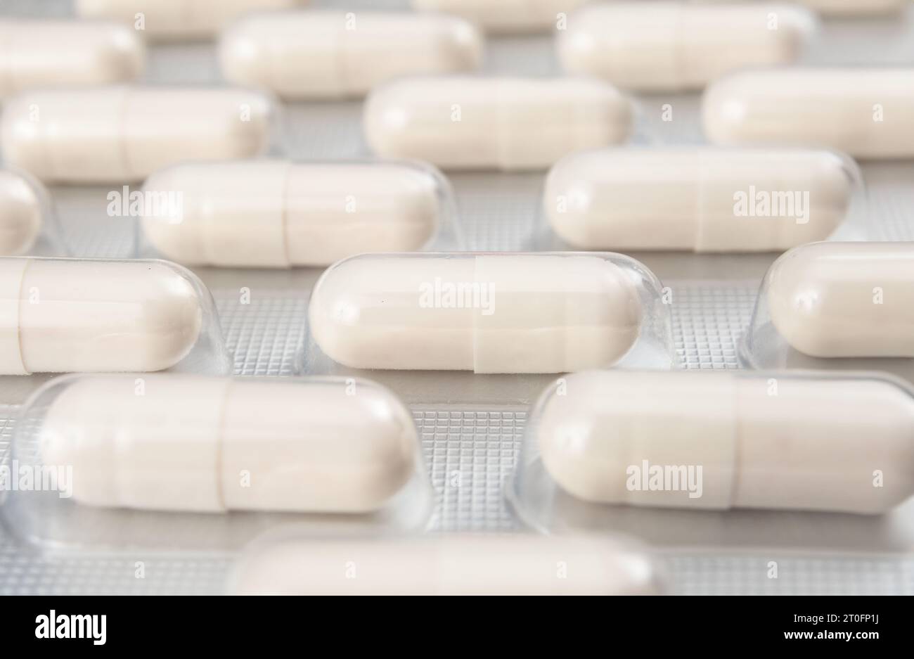 Close up of blister packed capsules or blister packed medication. Pill