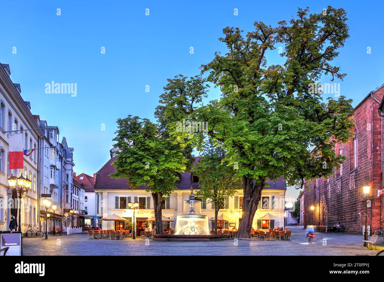 Charming St. Martin's Square in Kaiserslautern, Germany at night. The square remained mostly untouched by the World War II, and feature a beautiful fo Stock Photo