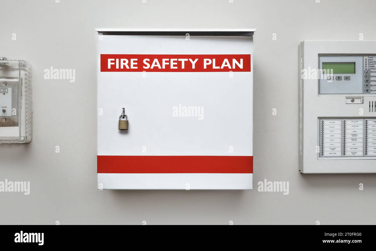 Fire safety plan box or in building lobby. Residential and