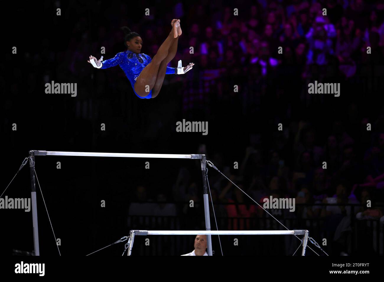 Simone Arianne Biles of United States of America performs the parallel bars during the Women