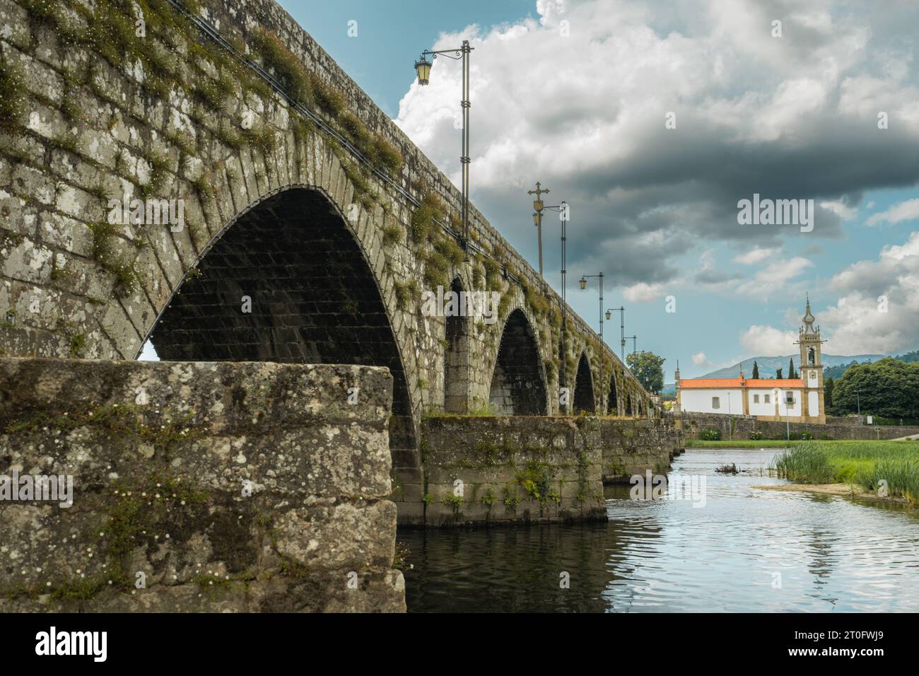 The Roman bridge at Ponte de Lima, Portugal. Stock Photo