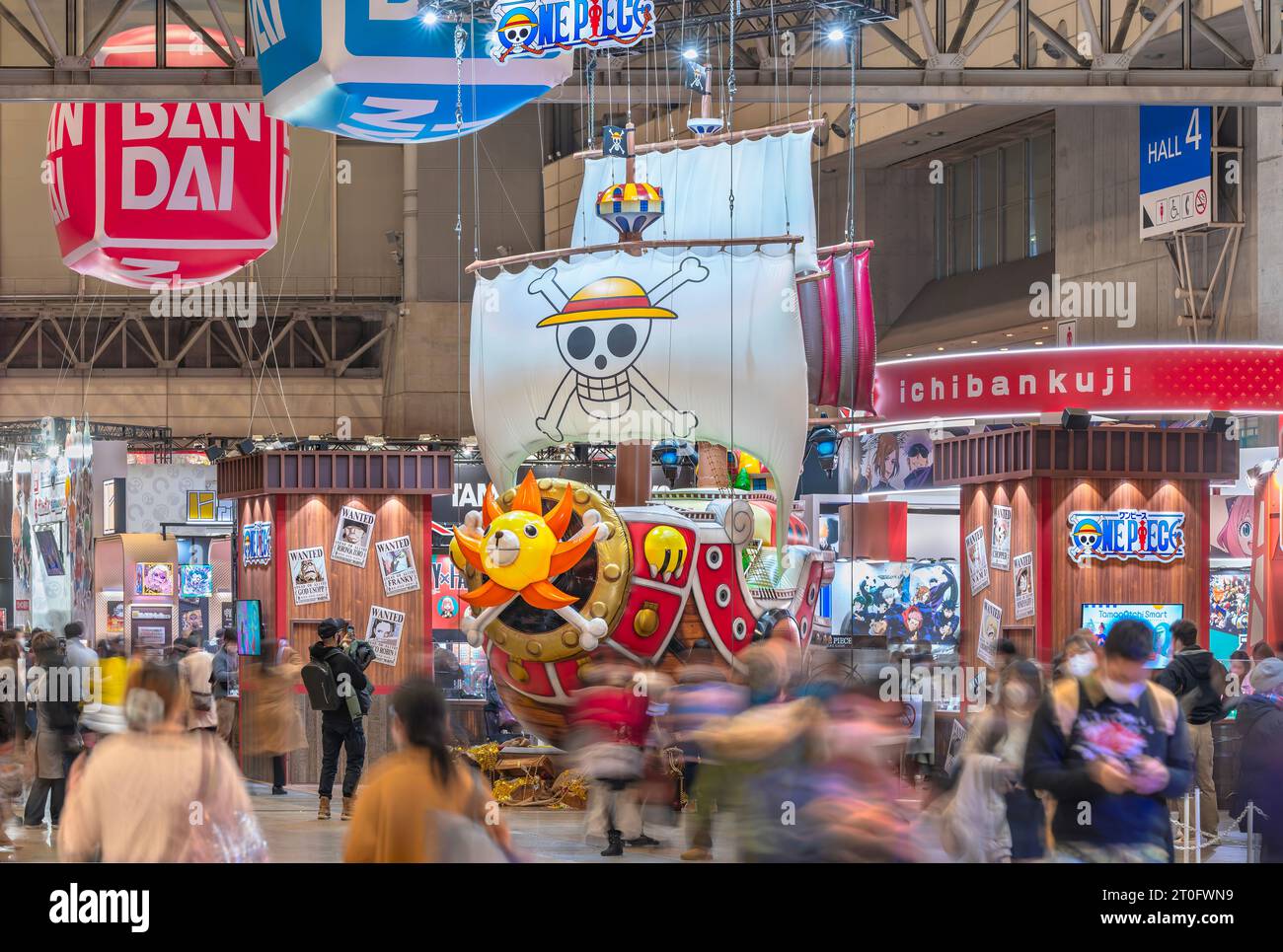 chiba, japan - dec 18 2022: Giant inflatable sculpture featuring the Thousand Sunny brigantine-type ship from the Japanese manga One Piece Stock Photo
