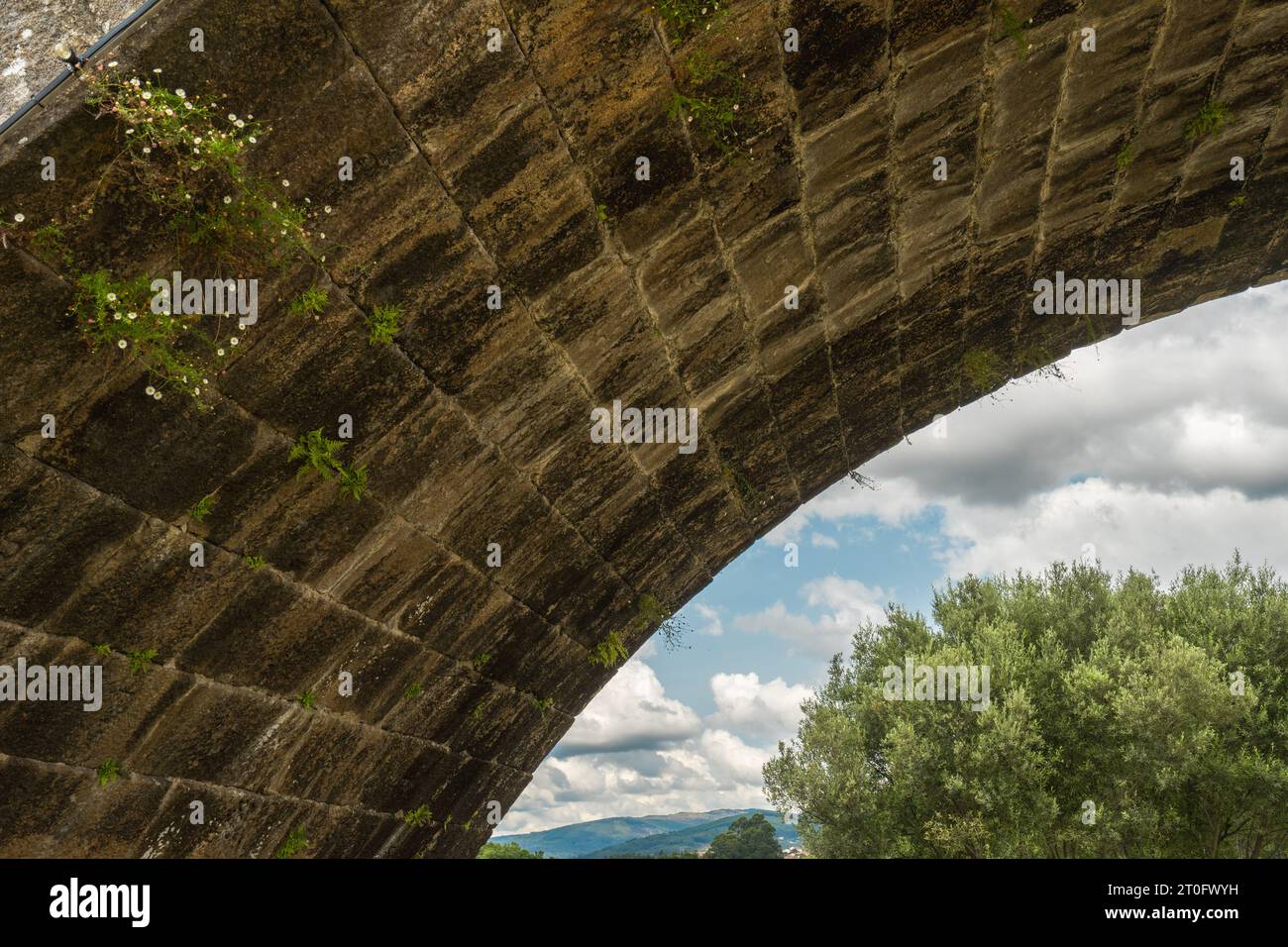 The Roman bridge at Ponte de Lima, Portugal. Stock Photo