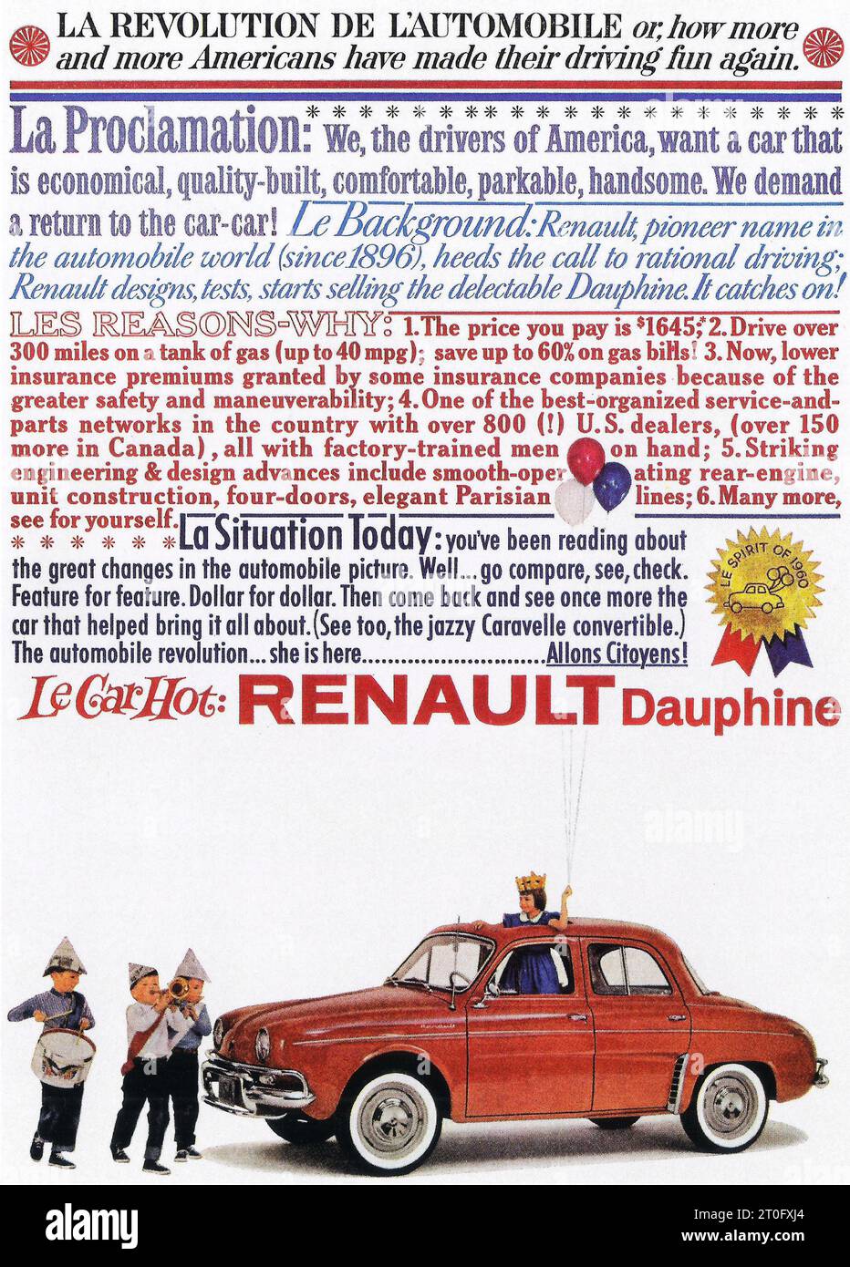 1960 Renault Dauphine ad Stock Photo
