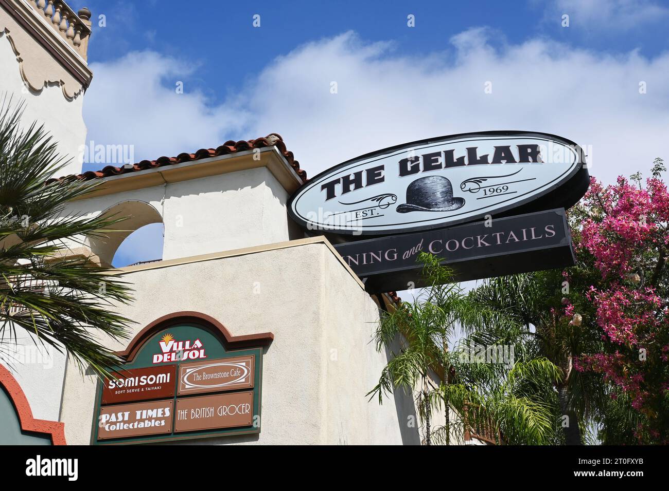 FULLERTON, CALIFORNIA 12 SEPT 2023 Sign for The Cellar an Upscale