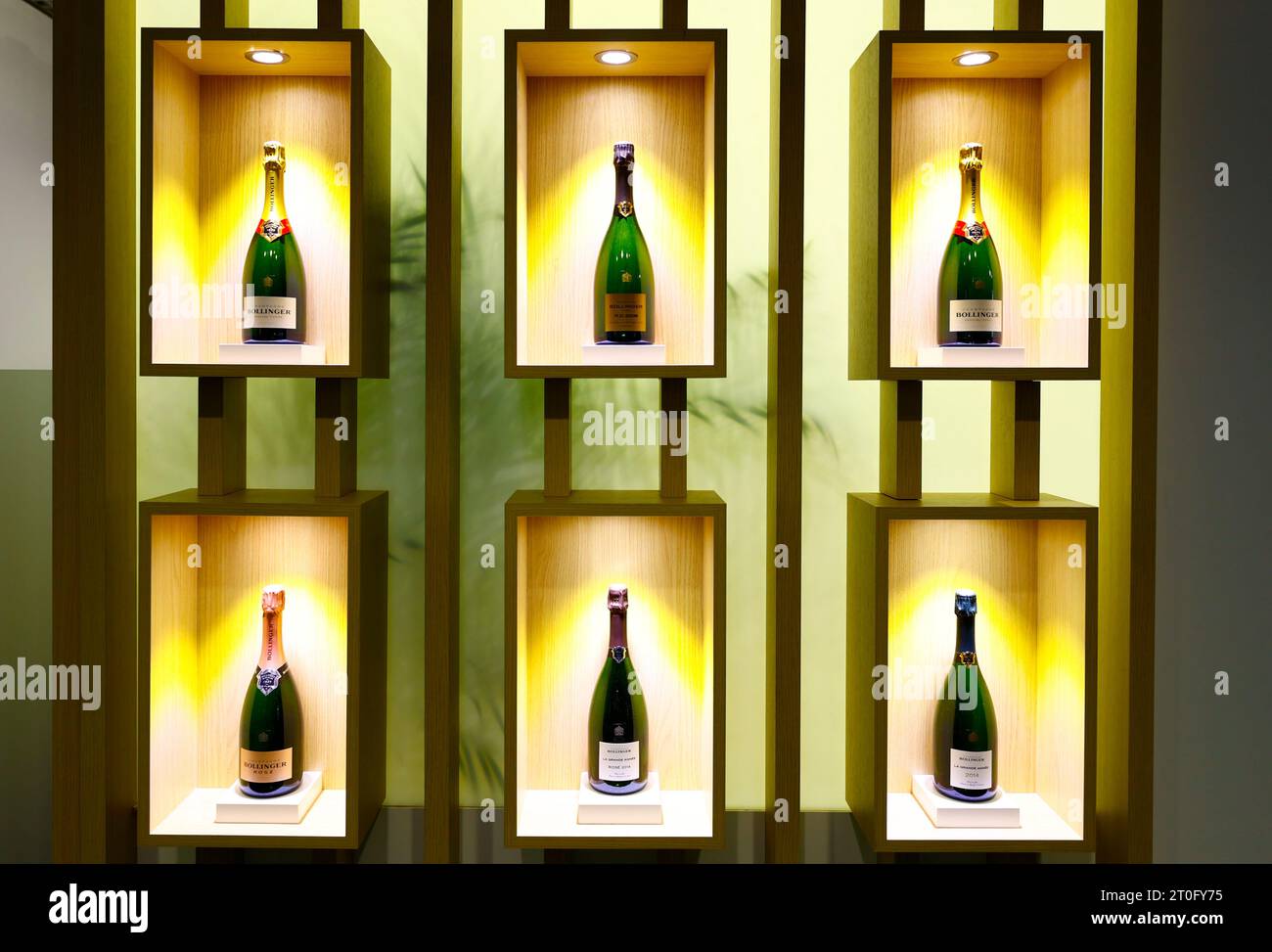 Cannes, France - October 04, 2023: TFWA World Exhibition and Conference, The Duty Free and Travel Retail Global Summit at the Palais des Festivals, Bollinger Champagne. Mandoga Media Germany. Tax Free World Association. Alcohol, Beverages Stock Photo