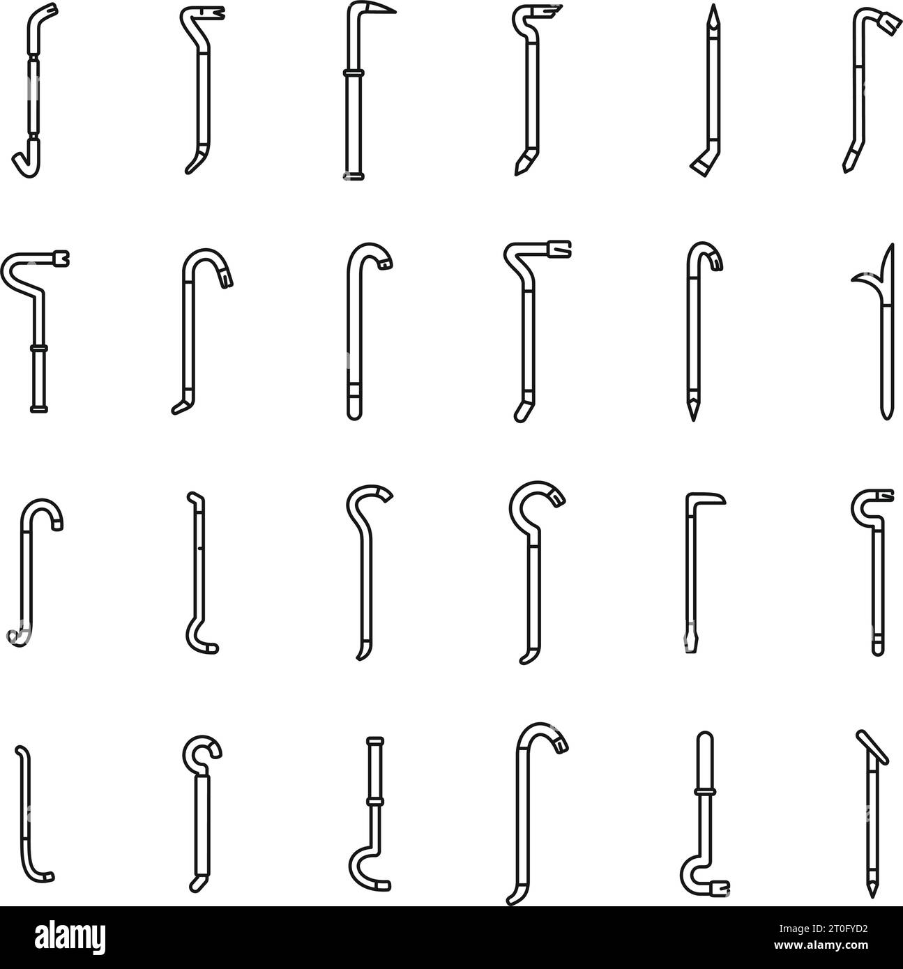 Crowbar icons set outline vector. Breaking equipment. Bar tool Stock