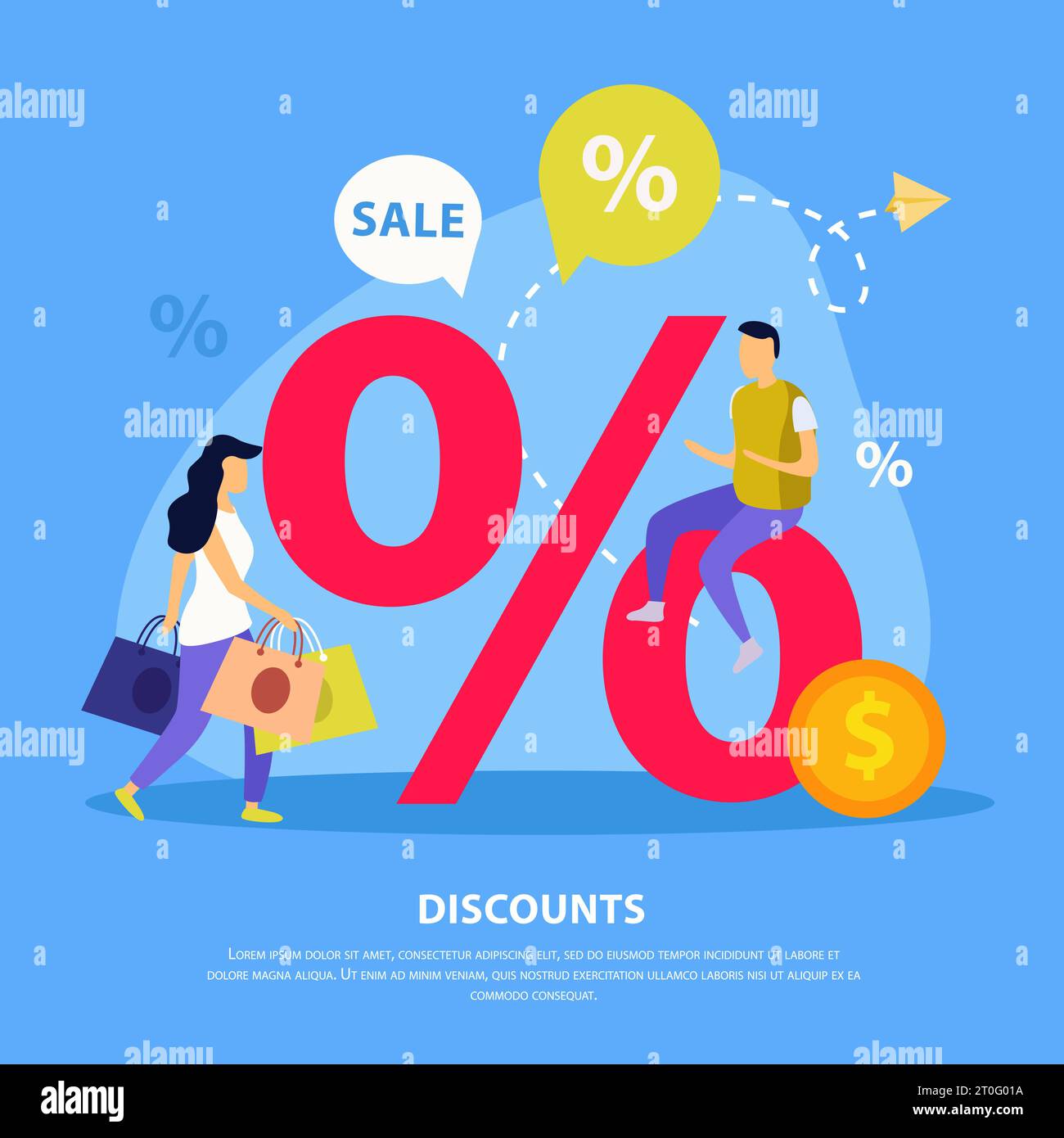 Great sale flat background with discounts headline and abstract ...
