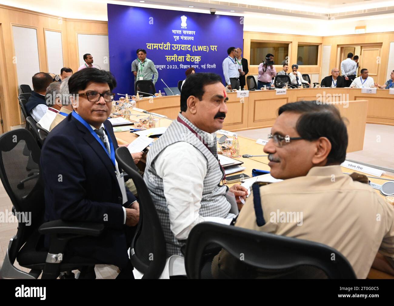 India. 06th Oct, 2023. NEW DELHI, INDIA - OCTOBER 6: Madhya Pradesh home minister Narottam Mishra during the Review Meeting on Left Wing Extremism (LWE) at Vigyan Bhawan on October 6, 2023 in New Delhi, India. (Photo by Sonu Mehta/Hindustan Times/Sipa USA) Credit: Sipa USA/Alamy Live News Stock Photo