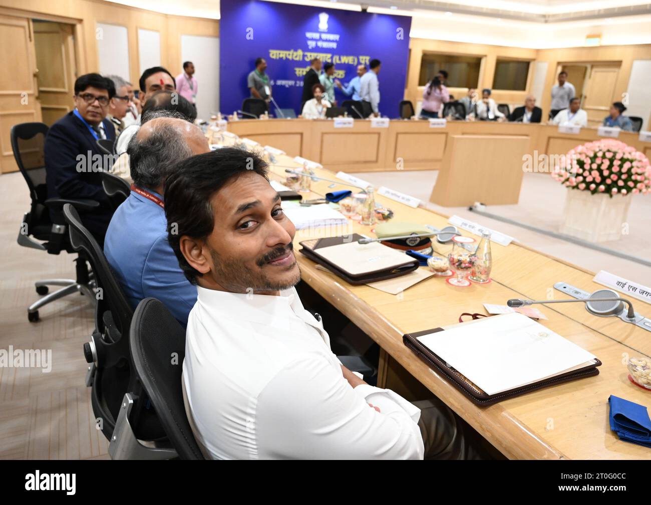 India. 06th Oct, 2023. NEW DELHI, INDIA - OCTOBER 6: Andhra Pradesh chief minister YS Jagan Mohan Reddy during the Review Meeting on Left Wing Extremism (LWE) at Vigyan Bhawan on October 6, 2023 in New Delhi, India. (Photo by Sonu Mehta/Hindustan Times/Sipa USA) Credit: Sipa USA/Alamy Live News Stock Photo