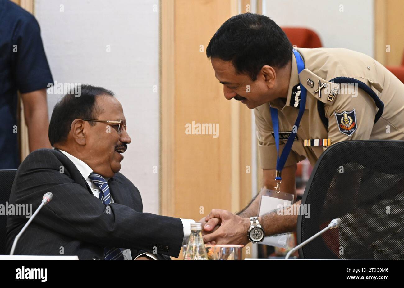 India. 06th Oct, 2023. NEW DELHI, INDIA - OCTOBER 6: National Security Advisor of India Ajit Doval during the Review Meeting on Left Wing Extremism (LWE) at Vigyan Bhawan on October 6, 2023 in New Delhi, India. (Photo by Sonu Mehta/Hindustan Times/Sipa USA) Credit: Sipa USA/Alamy Live News Stock Photo