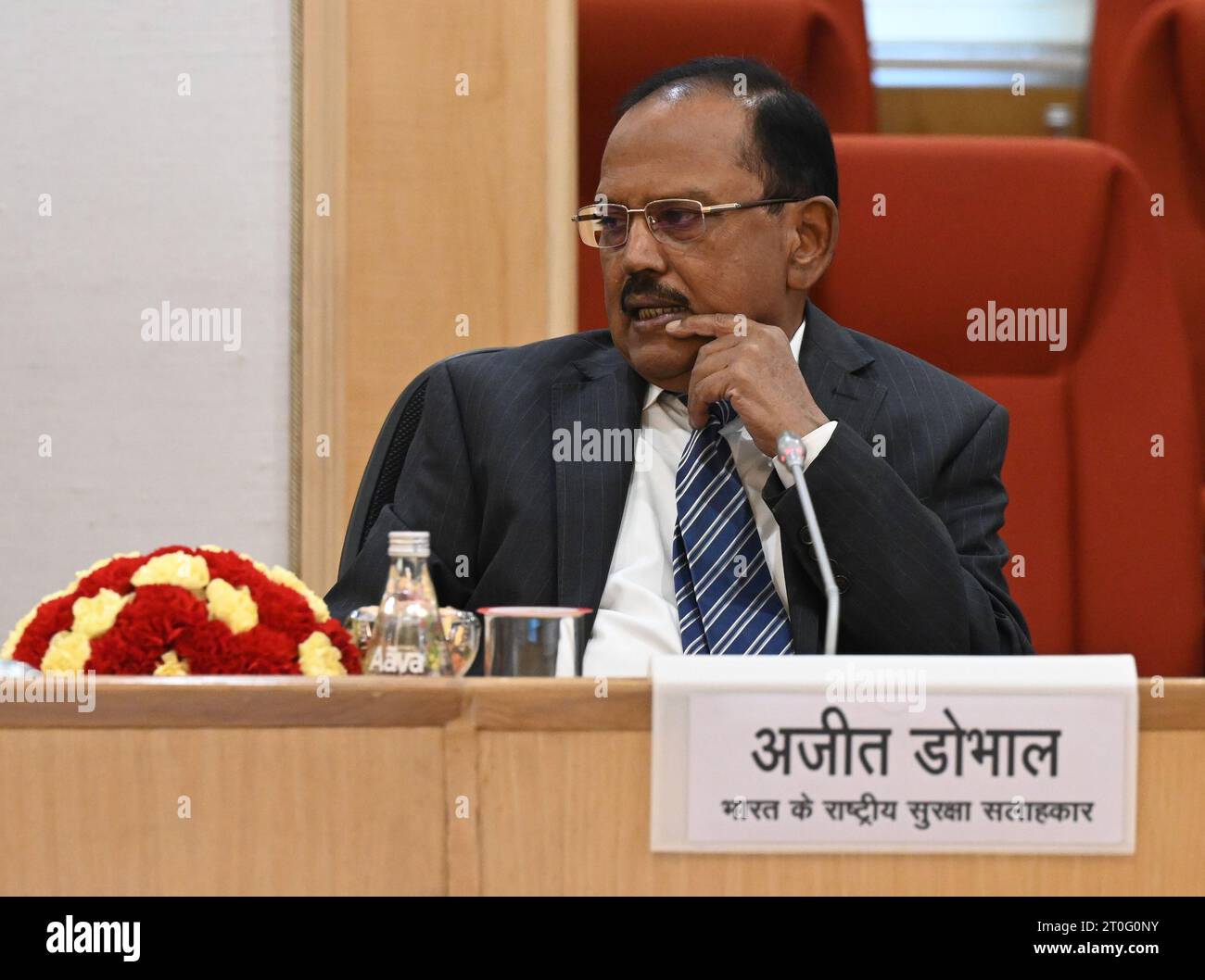 India. 06th Oct, 2023. NEW DELHI, INDIA - OCTOBER 6: National Security Advisor of India Ajit Doval during the Review Meeting on Left Wing Extremism (LWE) at Vigyan Bhawan on October 6, 2023 in New Delhi, India. (Photo by Sonu Mehta/Hindustan Times/Sipa USA) Credit: Sipa USA/Alamy Live News Stock Photo
