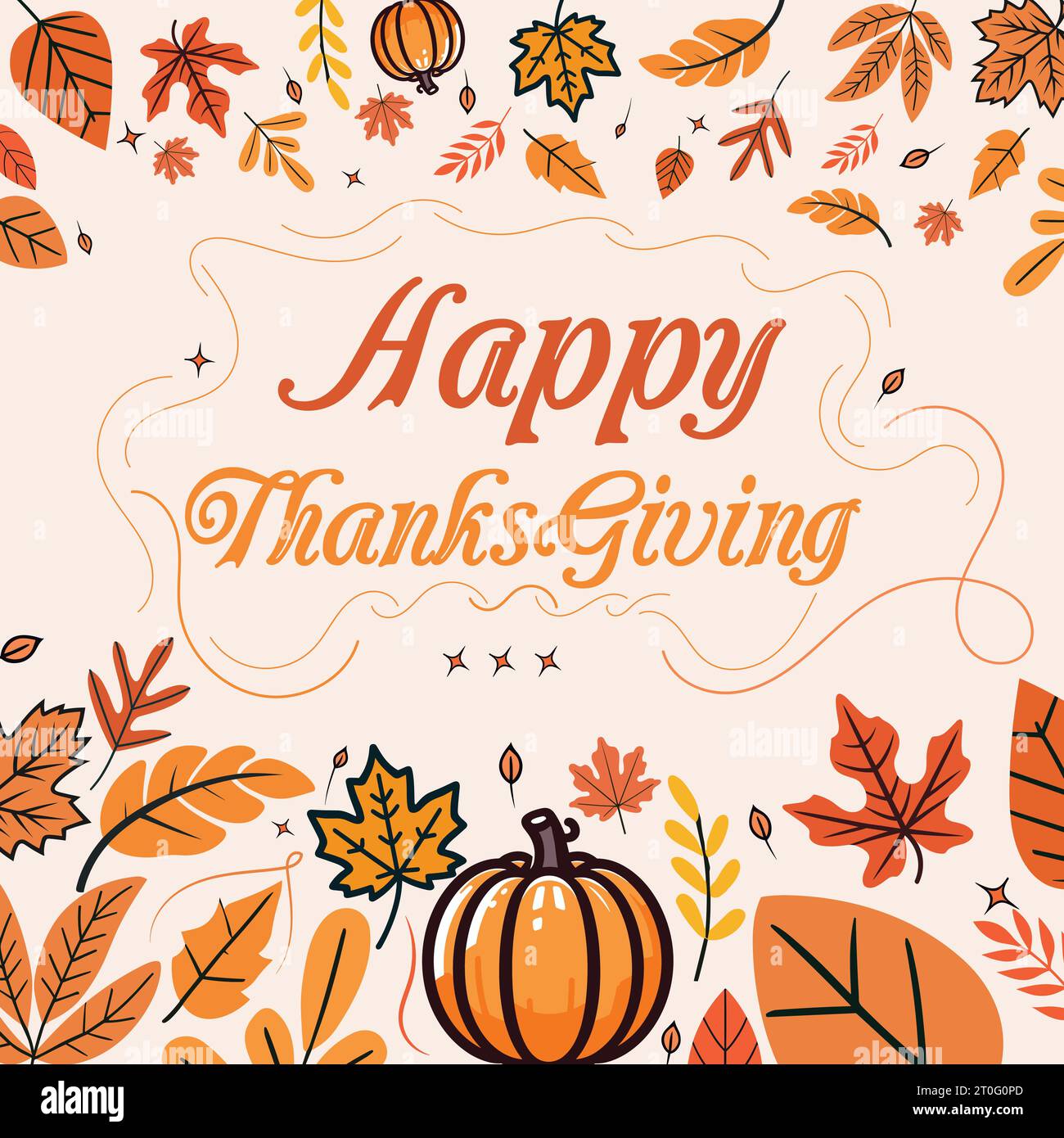 Happy Thanksgiving Vector Design Template for Autumn Season Stock Vector