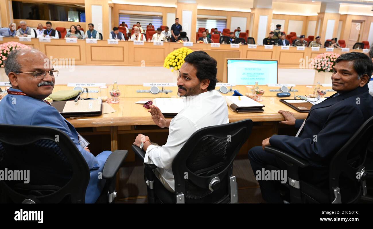 India. 06th Oct, 2023. NEW DELHI, INDIA - OCTOBER 6: Andhra Pradesh chief minister YS Jagan Mohan Reddy during the Review Meeting on Left Wing Extremism (LWE) at Vigyan Bhawan on October 6, 2023 in New Delhi, India. (Photo by Sonu Mehta/Hindustan Times/Sipa USA) Credit: Sipa USA/Alamy Live News Stock Photo