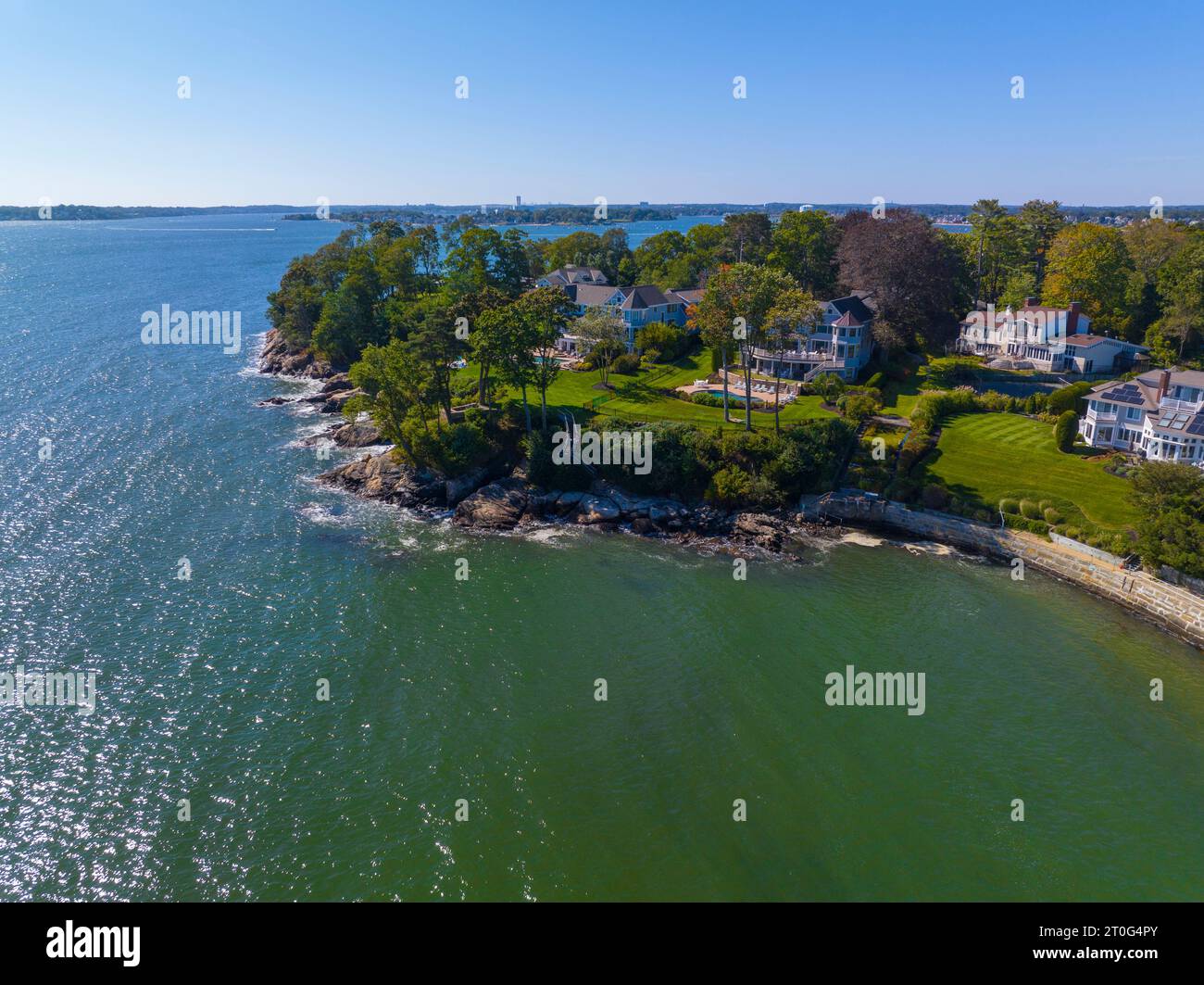 Historic mansion at Hospital Point near Patch Beach aerial view at