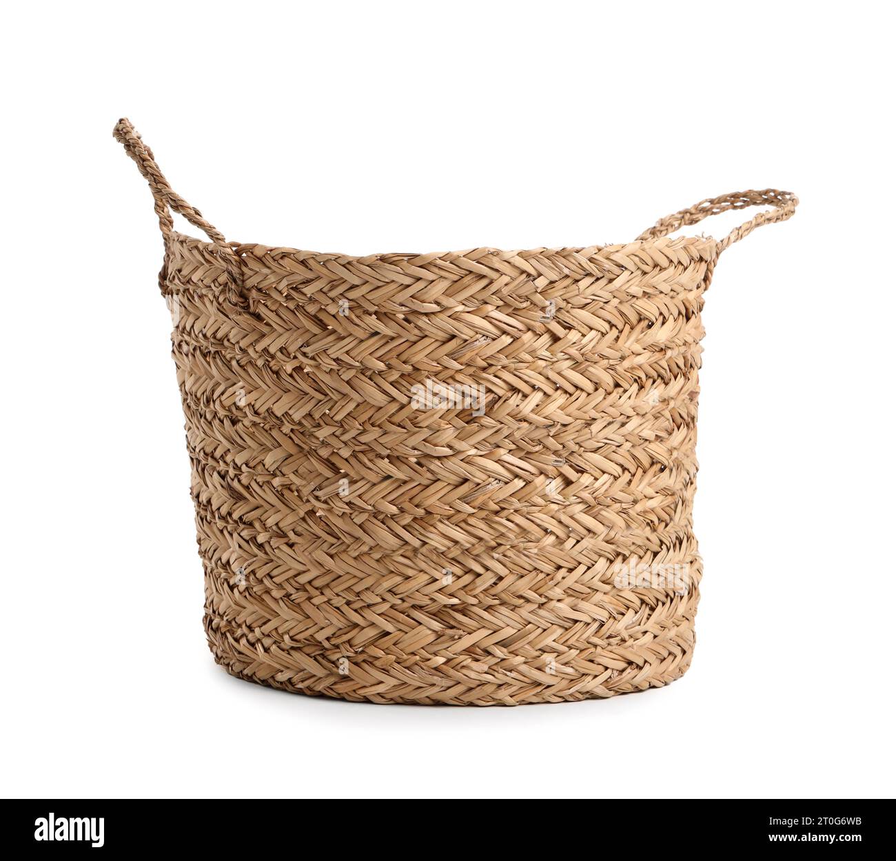 Empty wicker basket isolated on white background Stock Photo - Alamy