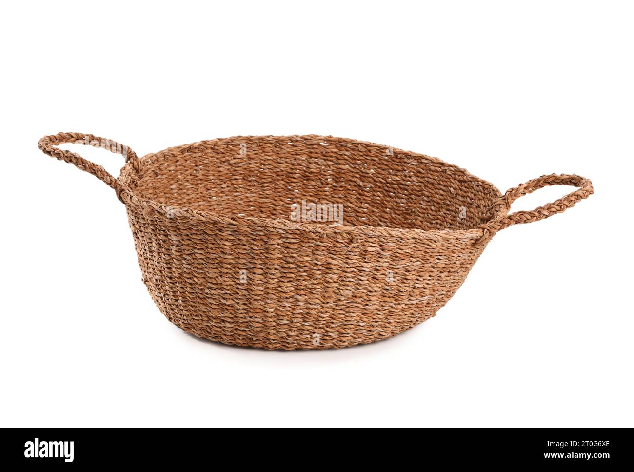 Empty wicker basket isolated on white background Stock Photo - Alamy