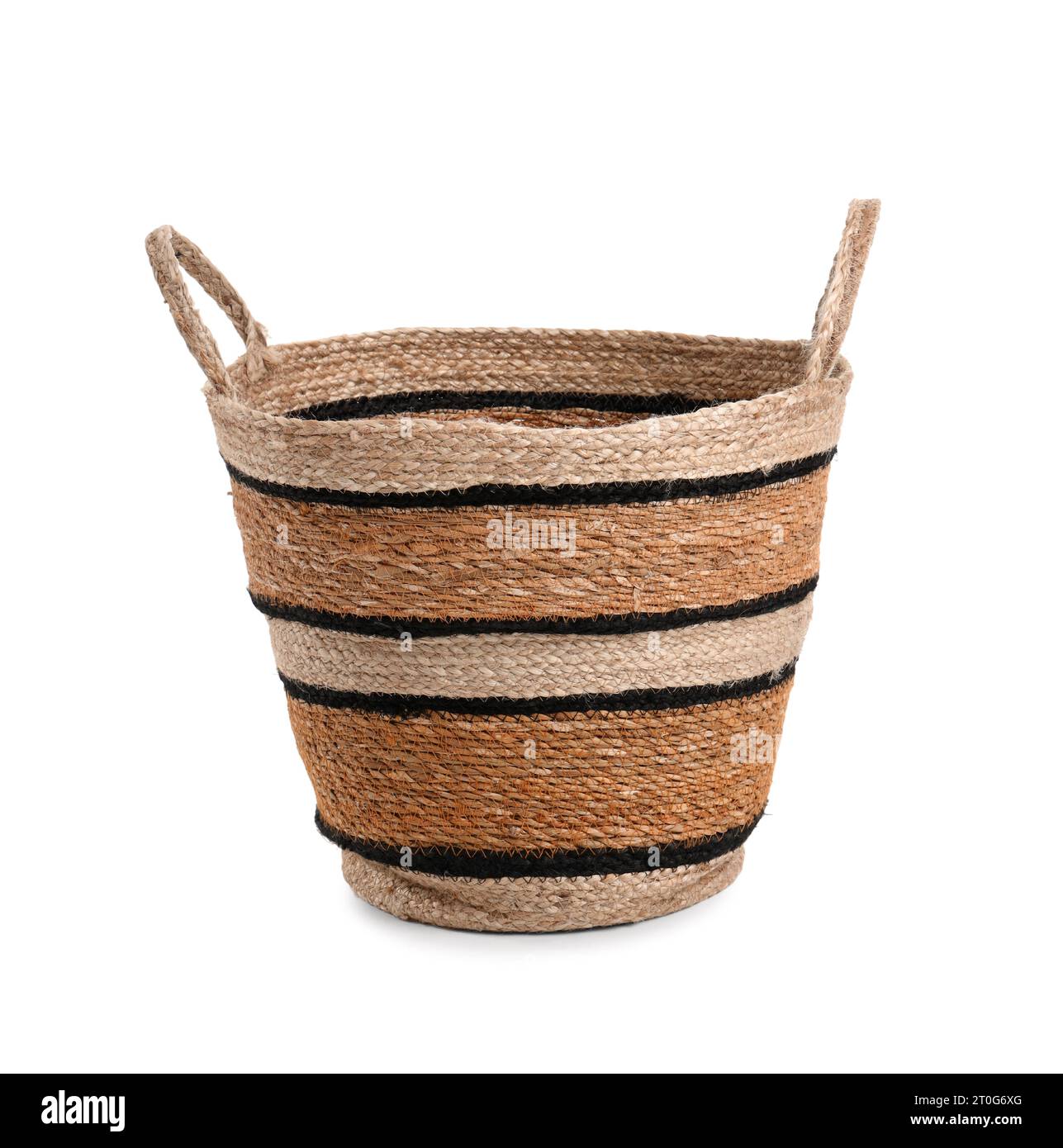 Empty wicker basket isolated on white background Stock Photo - Alamy