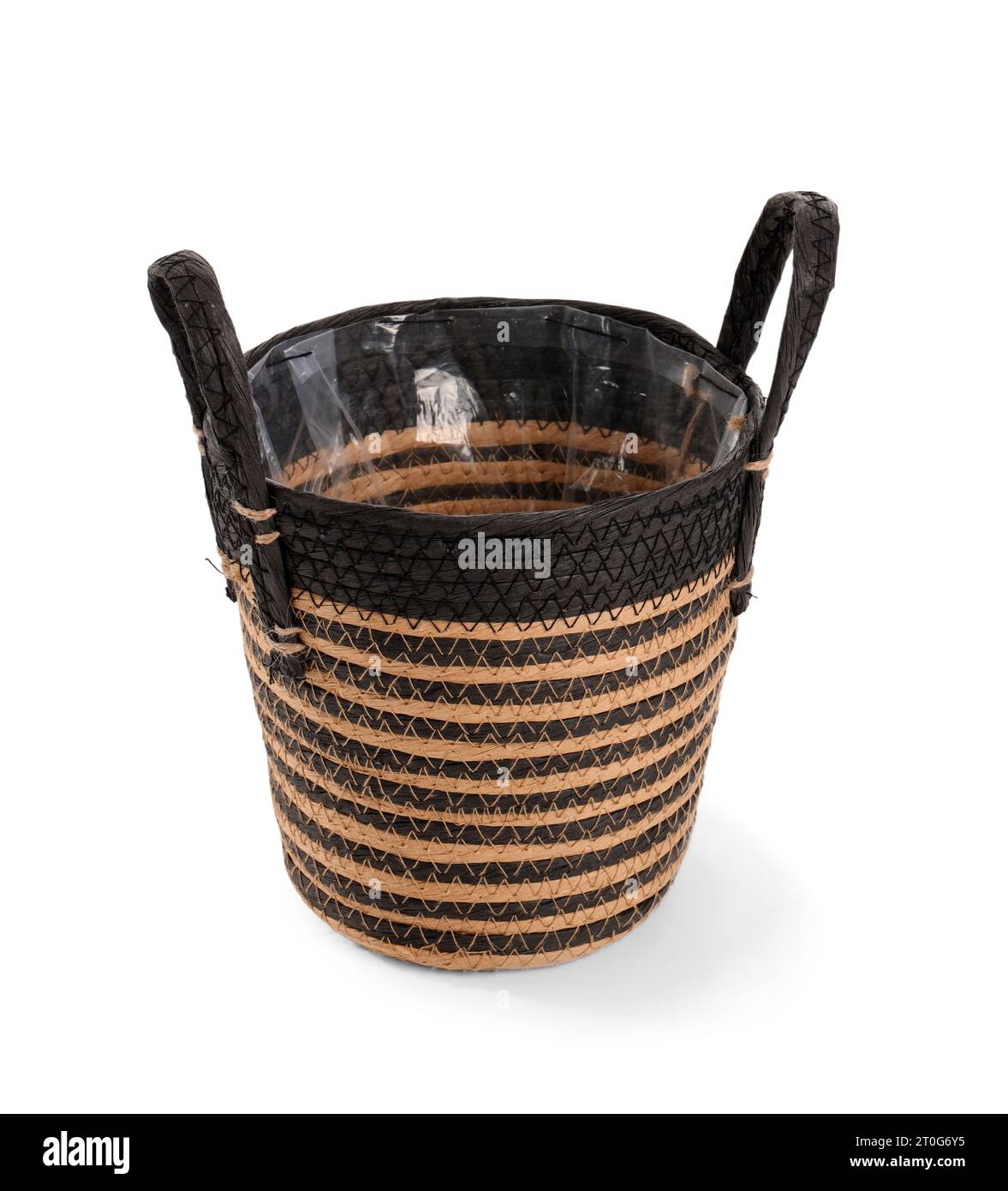 Empty wicker basket isolated on white background Stock Photo - Alamy