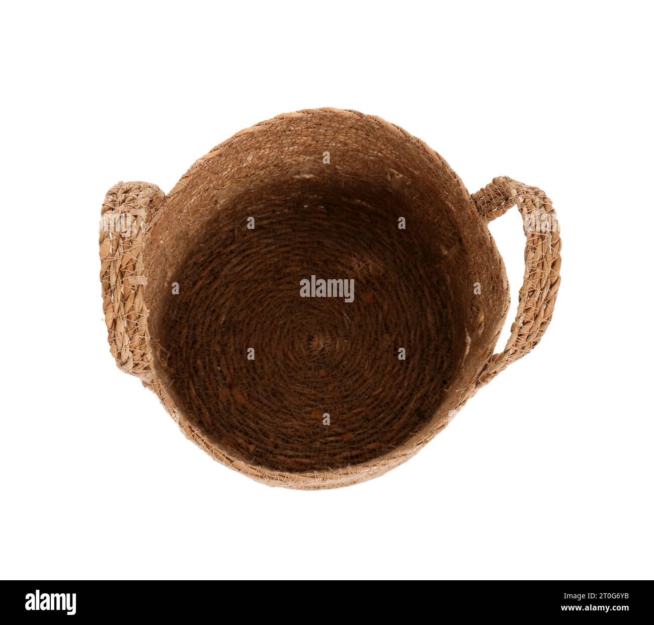 Empty wicker basket isolated on white background Stock Photo - Alamy