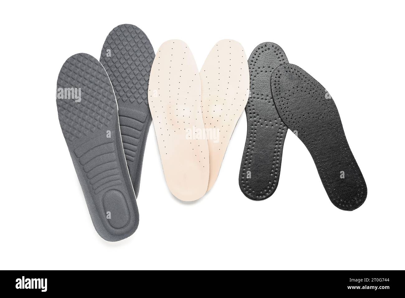Set of different orthopedic insoles isolated on white background Stock ...