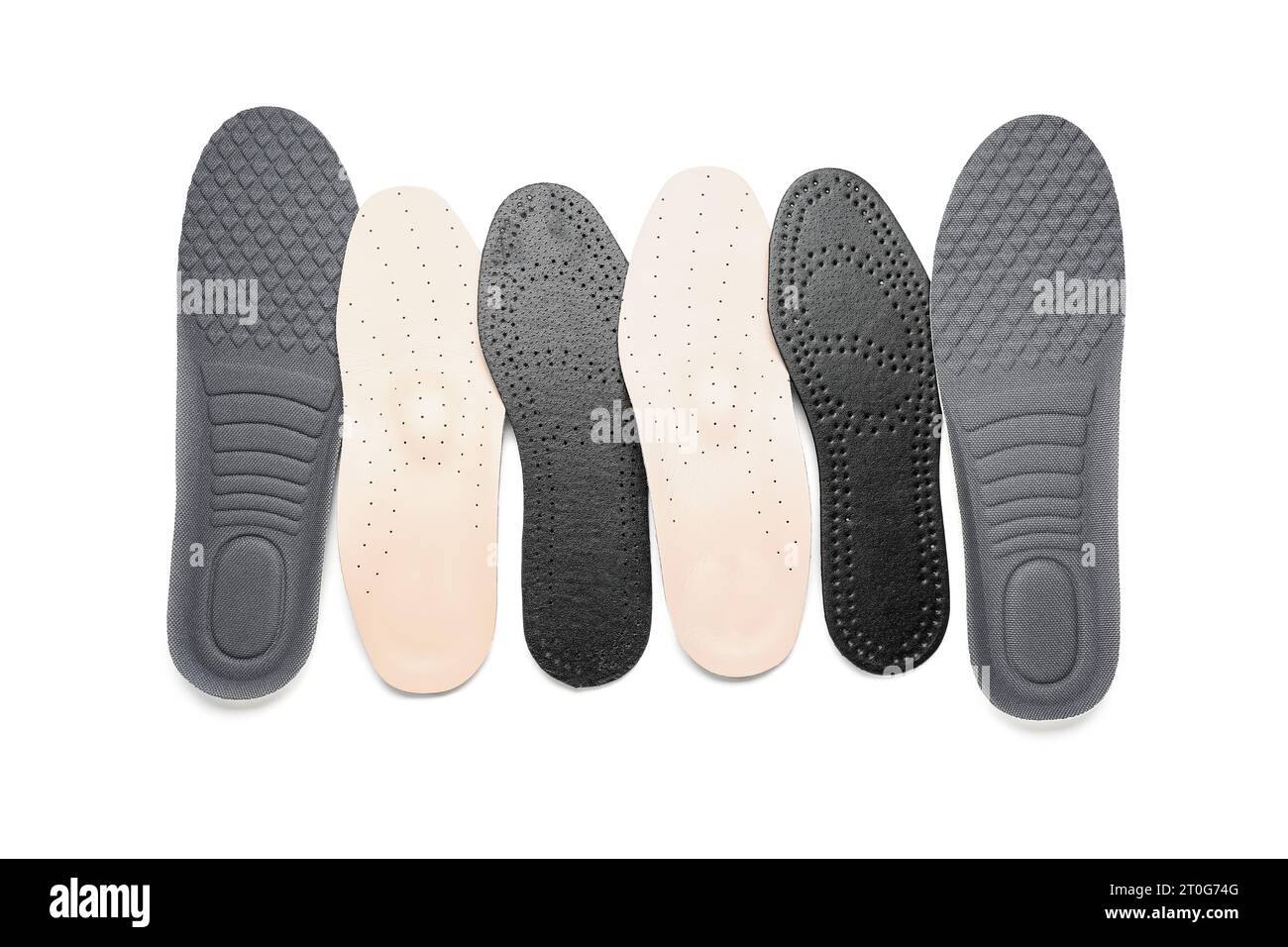 Set of different orthopedic insoles isolated on white background Stock ...